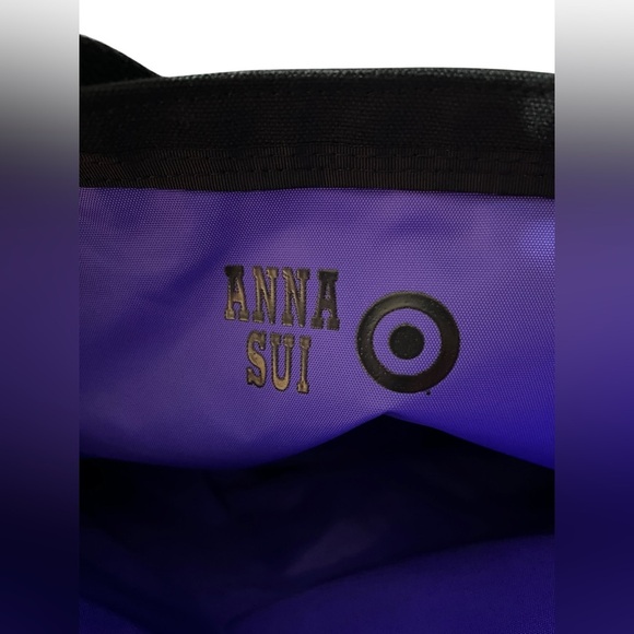 Anna Sui x Target Black Canvas Tote Bag w/Vibrant Purple Lining, Limited Edition - Picture 13 of 15